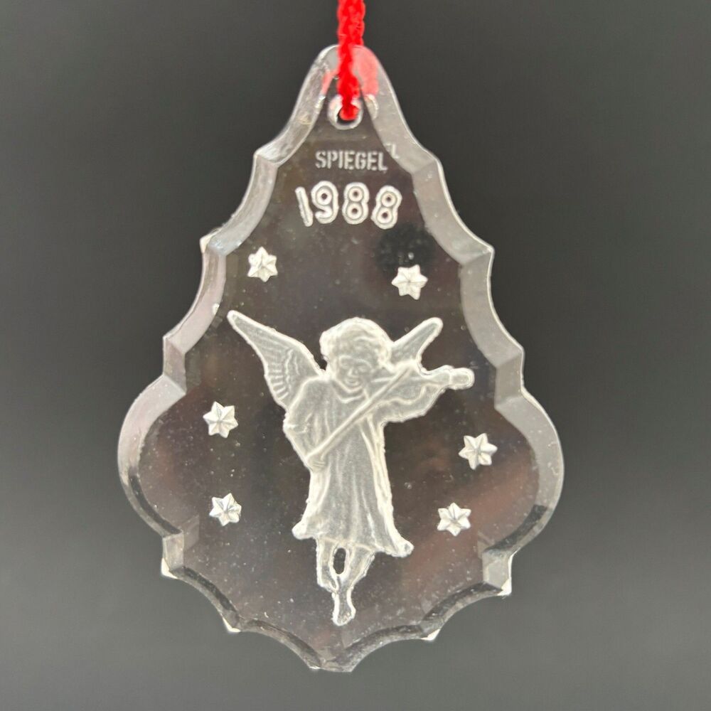 80s Annual Crystal Christmas Ornament Spiegel West Germany Vintage Angel Music